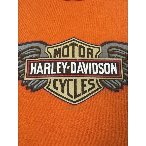 Rare Vintage Y2K Harley Davidson Ft. Myers Florida Art Orange Tank Top USA Made - Picture 6 of 10